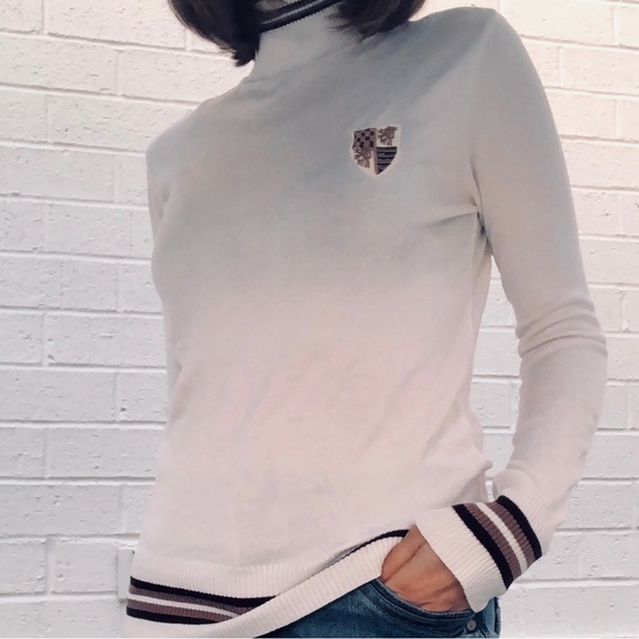 Turtle neck white Uniform/ Preppy sweater - Picture 2 of 4